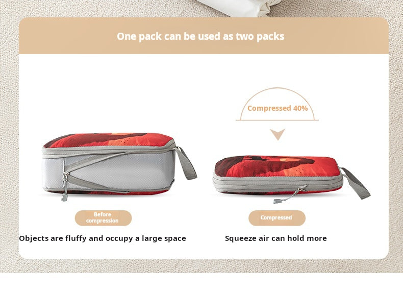 Printed travel pouch compression 5pcs set Travel Storage Bag