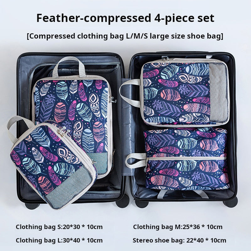 Printed travel pouch compression 4pcs set Travel Storage Bag