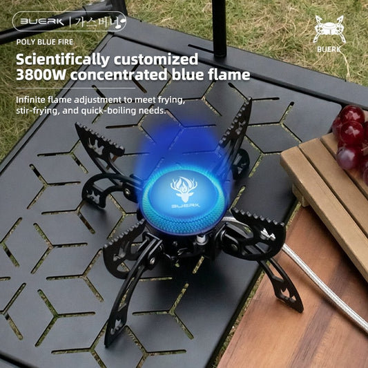 BUERK Portable Camping Gas Stove Windproof Outdoor Furnace Black Model