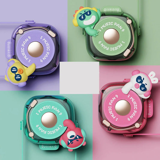 Cute Cool Pet DJ Lanyard USB Rechargeable Neck Electric Small Fan