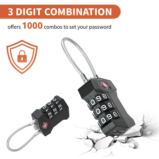 স্মার্ট কম্বিনেশন টিএসএ সেফ ৩ ডিজিটের কম্বিনেশন ট্রাভেল লাগেজ লক।