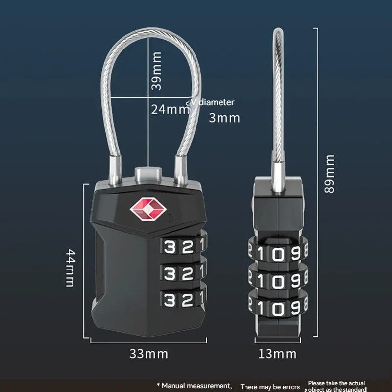 স্মার্ট কম্বিনেশন টিএসএ সেফ ৩ ডিজিটের কম্বিনেশন ট্রাভেল লাগেজ লক।