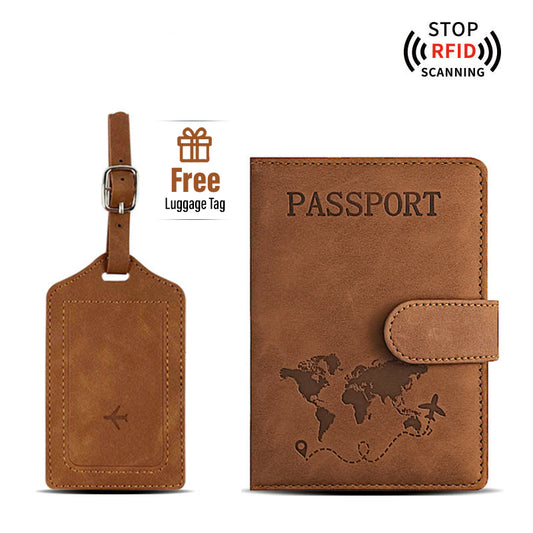 PU leather Travel Passport Cover Card ID Holders & luggage tag