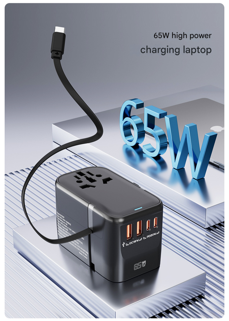 Multifunctional 65W Fast Charging Travel Universal Plug Converter