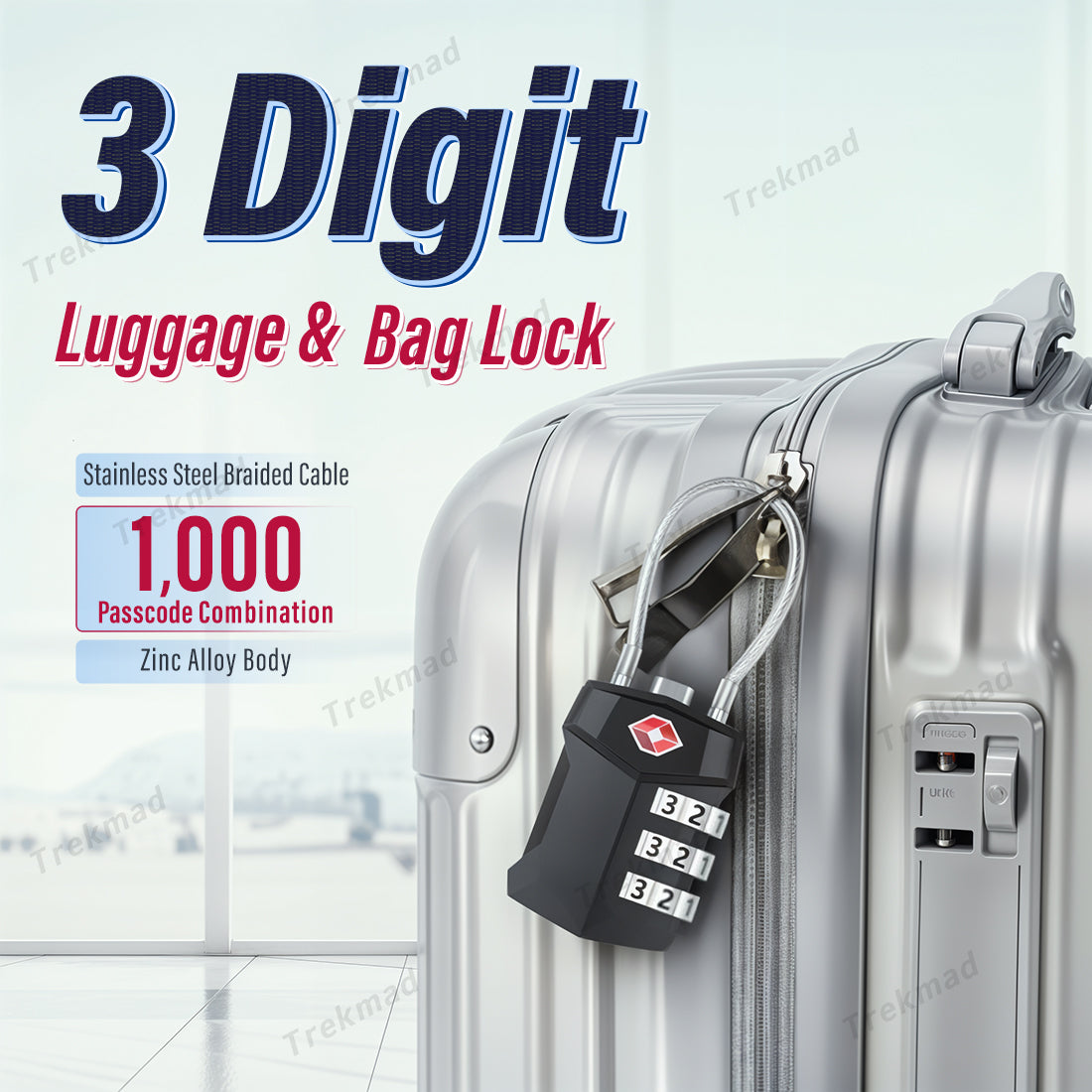 TSA Certified Custom combination lock for luggage & bags