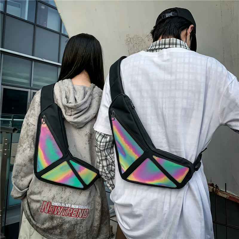 Luminous Reflective Crossbody bag, shoulder bag, trendy casual chest bag