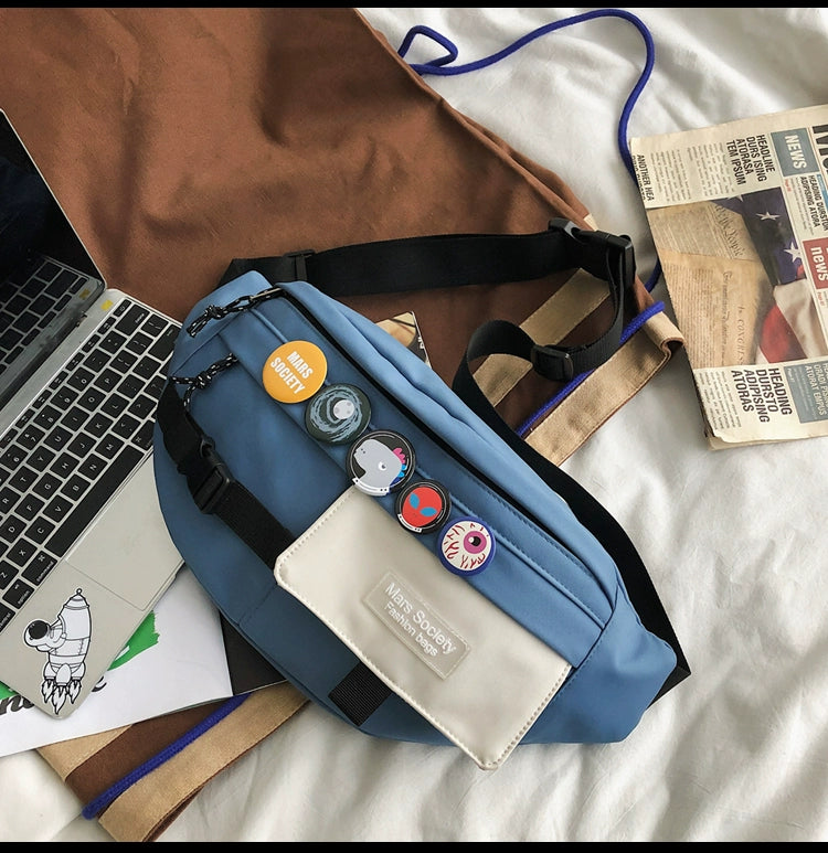 Unisex crossbody bag for travel and hiking with adjustable strap and free pendant
