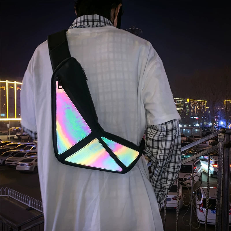 Luminous Reflective Crossbody bag, shoulder bag, trendy casual chest bag