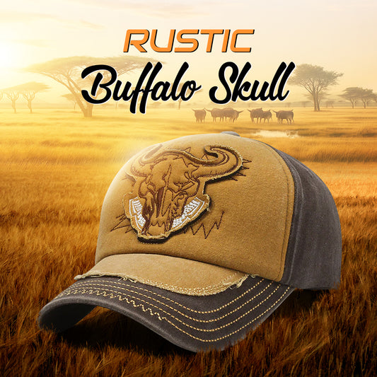 Color-blocked retro washed denim distressed basball cap