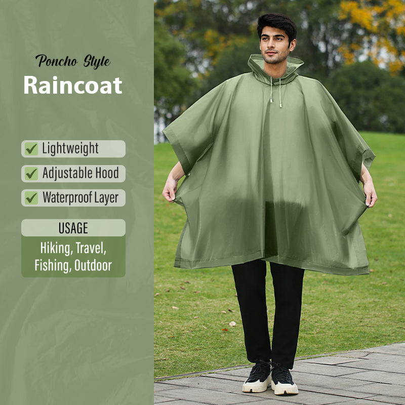 Military Green Backpack Poncho-Style Raincoat