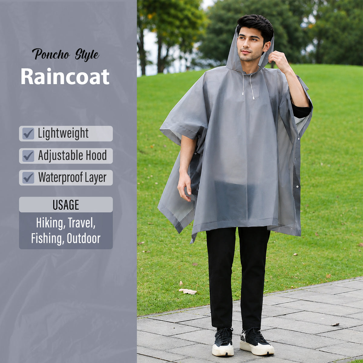 Military Green Backpack Poncho-Style Raincoat