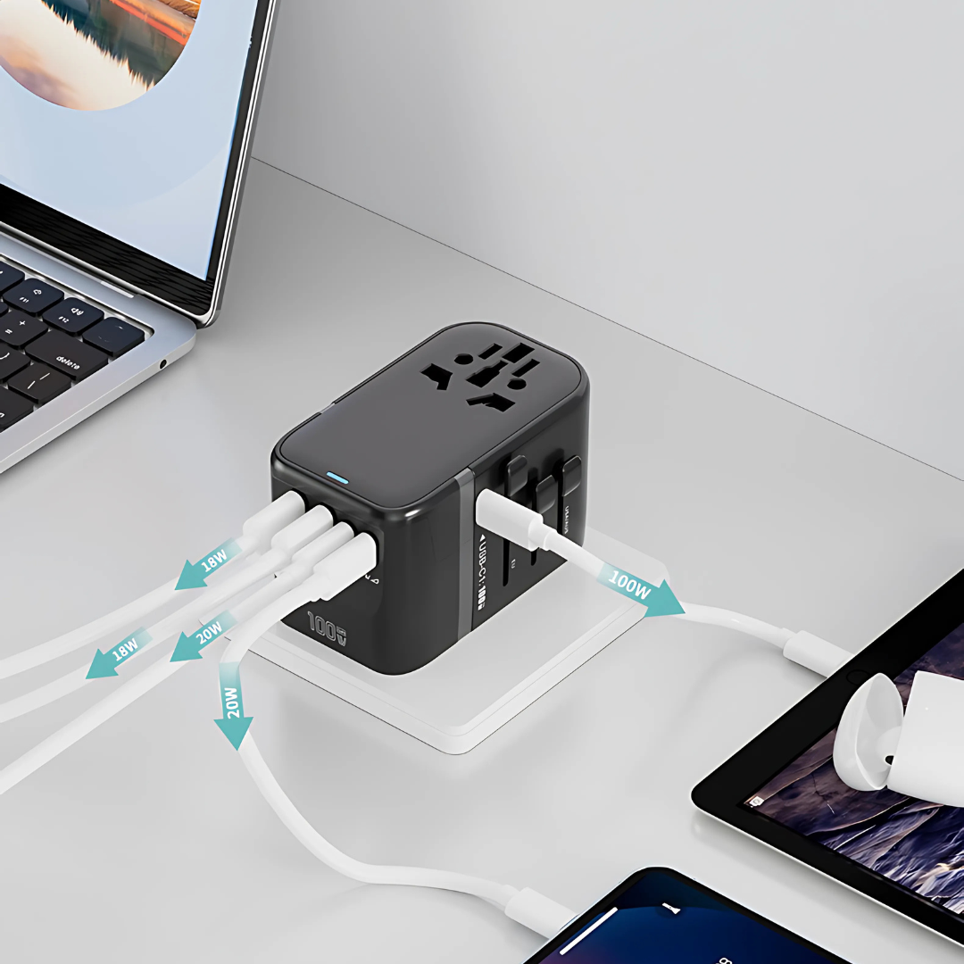 Fast Charging 100W Retractable Cable Universal Multi-function Travel Socket Converter
