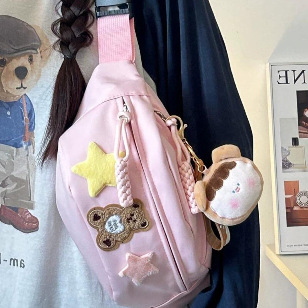 Lightweight Crossbody Bag , Shoulder Waist Bag with Pendant