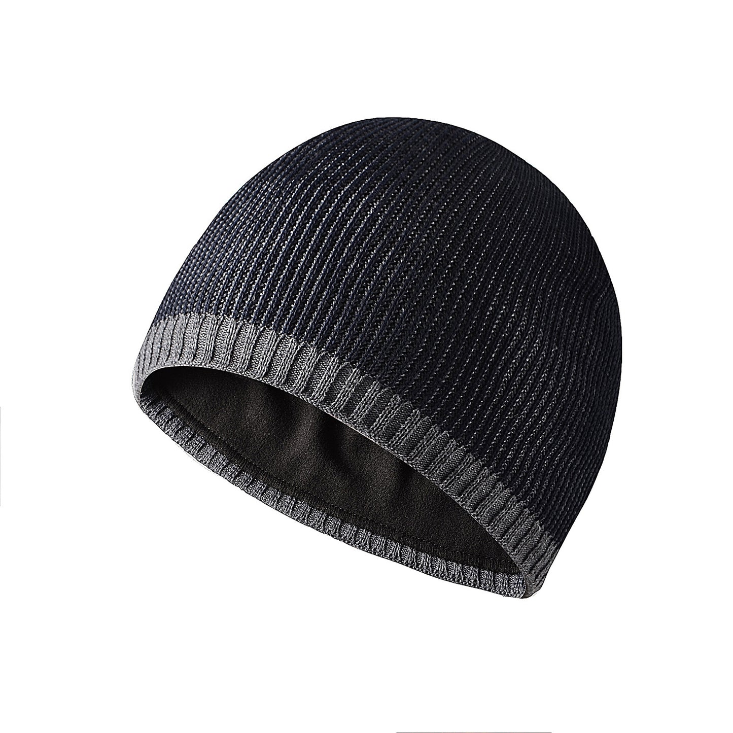 Two-color straight-brimmed knitted outdoor hat for men