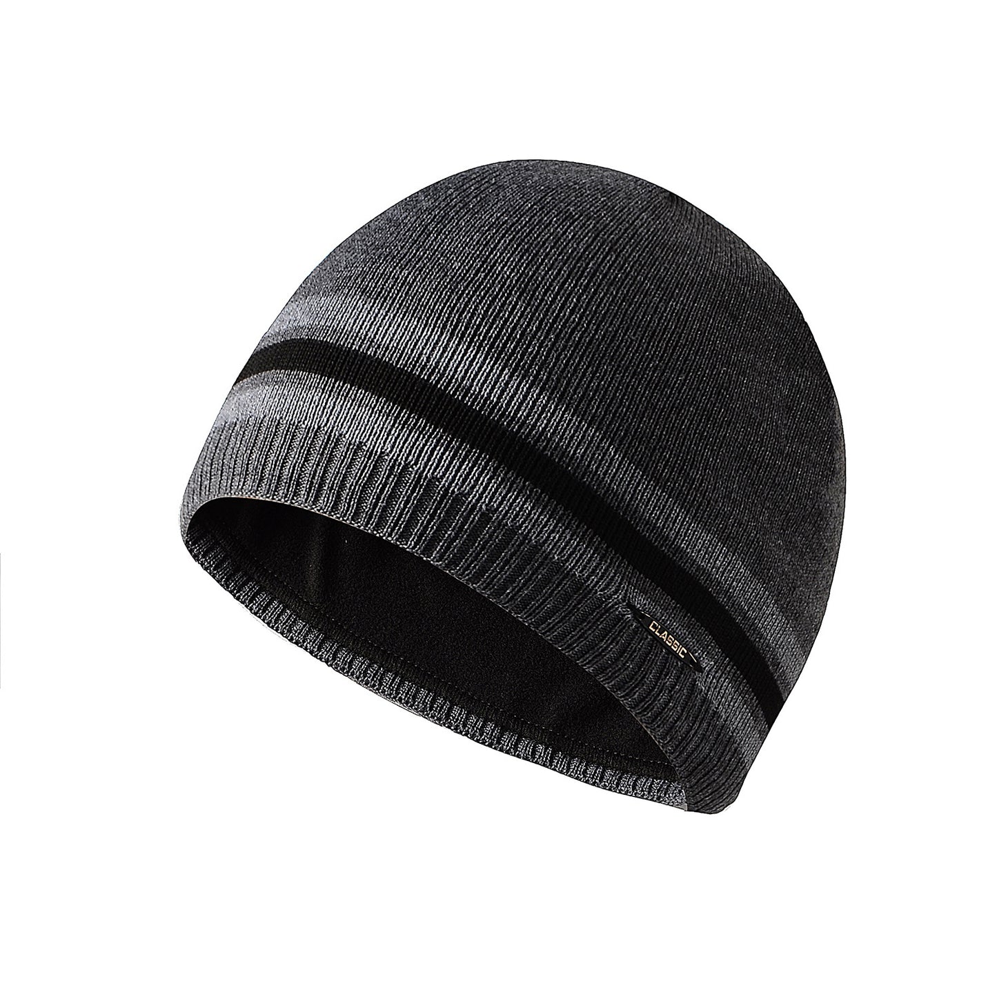 Men's Fleece Knit with Straight Rim Beanie Hat