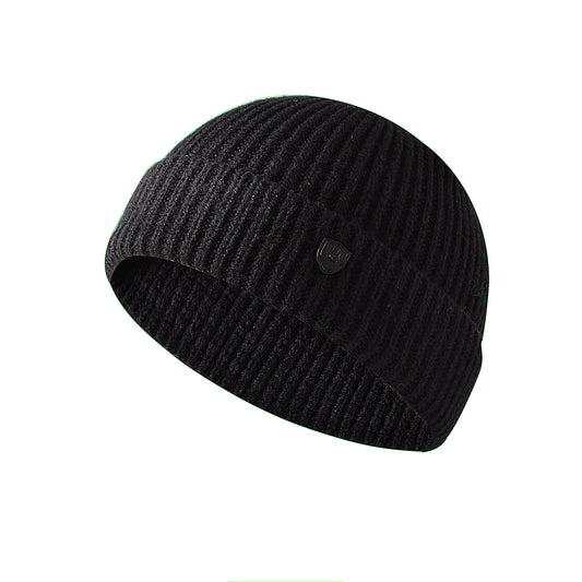 Winter solid color knit hat men's warm beanie hat