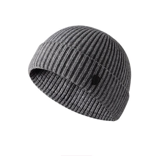 Winter solid color knit hat men's warm beanie hat