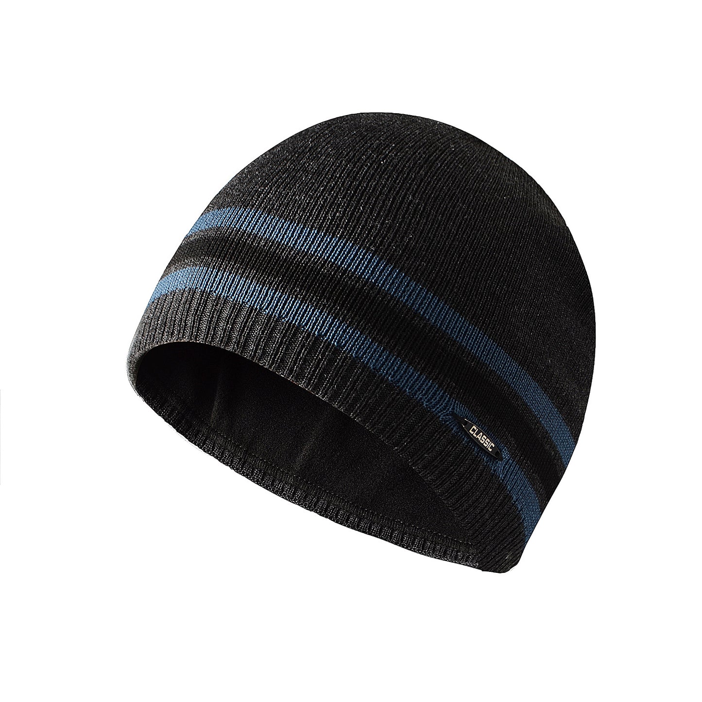 Men's Fleece Knit with Straight Rim Beanie Hat