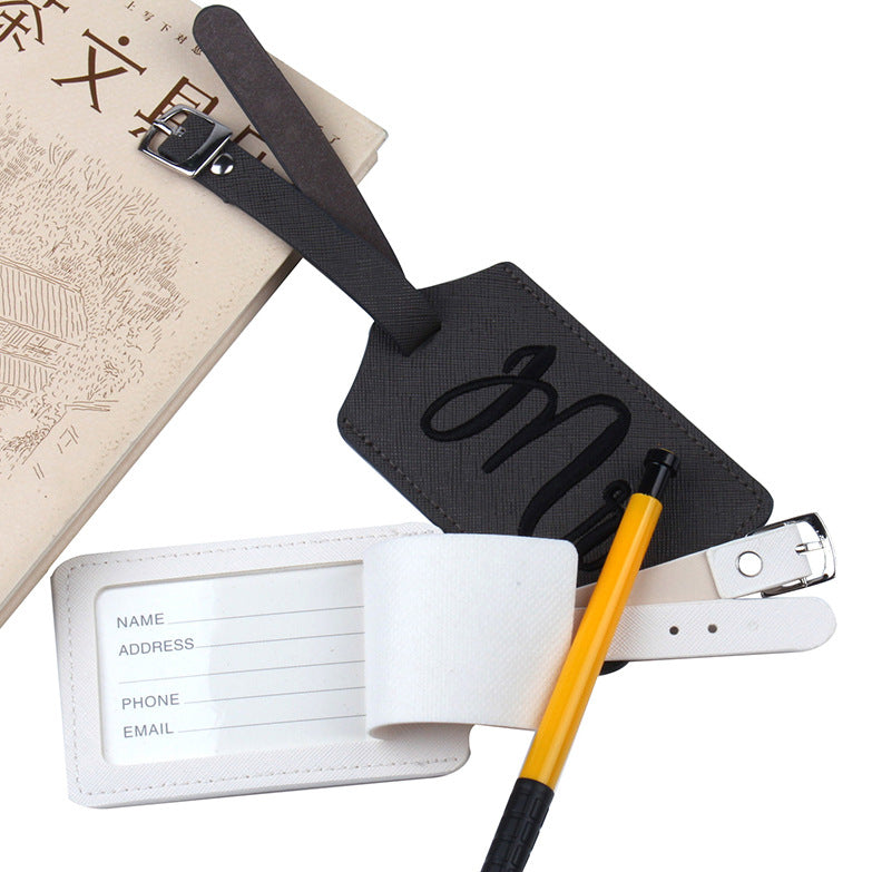 PU leather couple embroidered luggage tag for Travel
