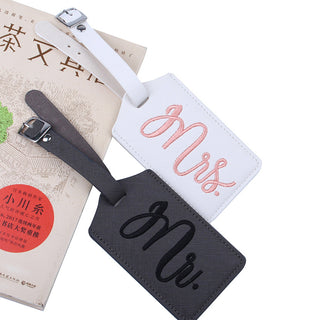 PU leather couple embroidered luggage tag for Travel