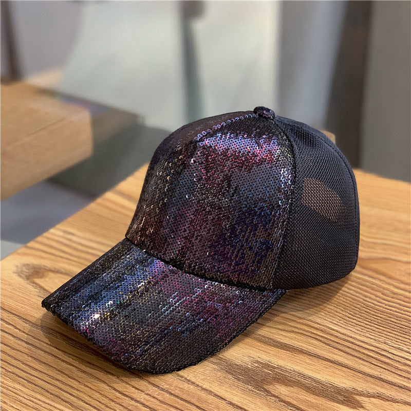 Women's glitter head mesh breathable summer cap