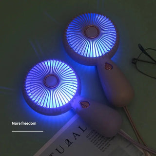 Small handheld fan with LED portable USB rechargeable electric fan
