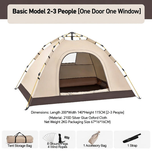 Portable Automatic Waterproof Camping Tent with Sun Protection and Mosquito Mesh