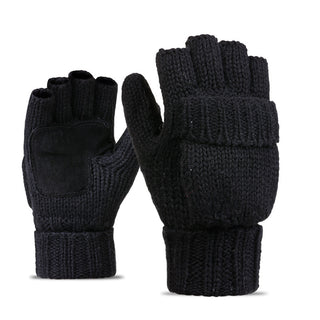 Wool knitted half finger Korean style thickened winter gloves