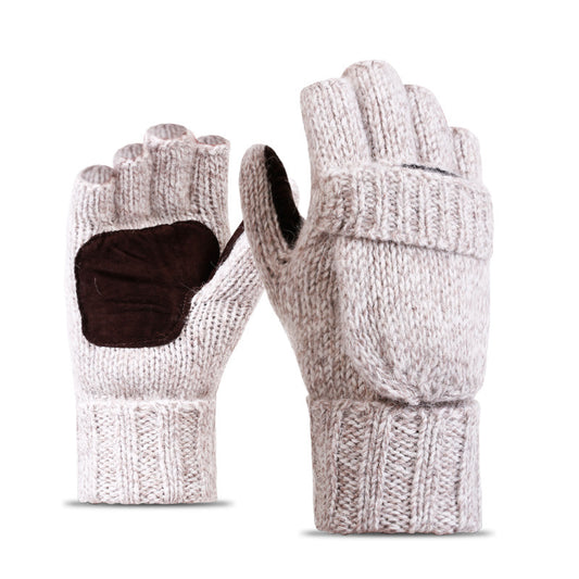Wool knitted half finger Korean style thickened winter gloves