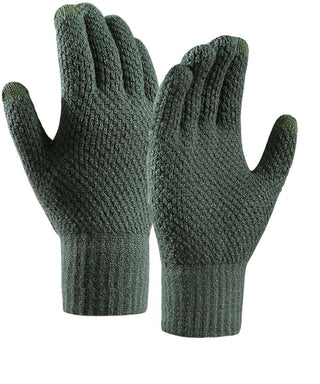 Fleece thickened warm wool knitted winter gloves