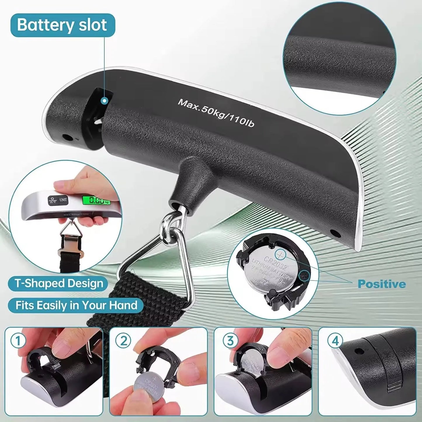 পোর্টেবল ইলেকট্রনিক ৫০ কেজি বহনযোগ্য লাগেজ স্কেল। 