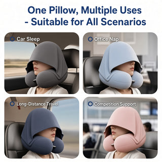 Hooded Memory Foam Travel Pillow with Ice Silk Cover