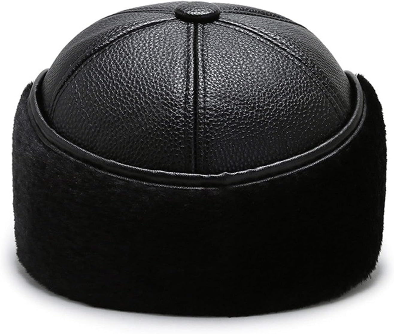 Men's Cotton pile warm woolen thick ear protection leather hat