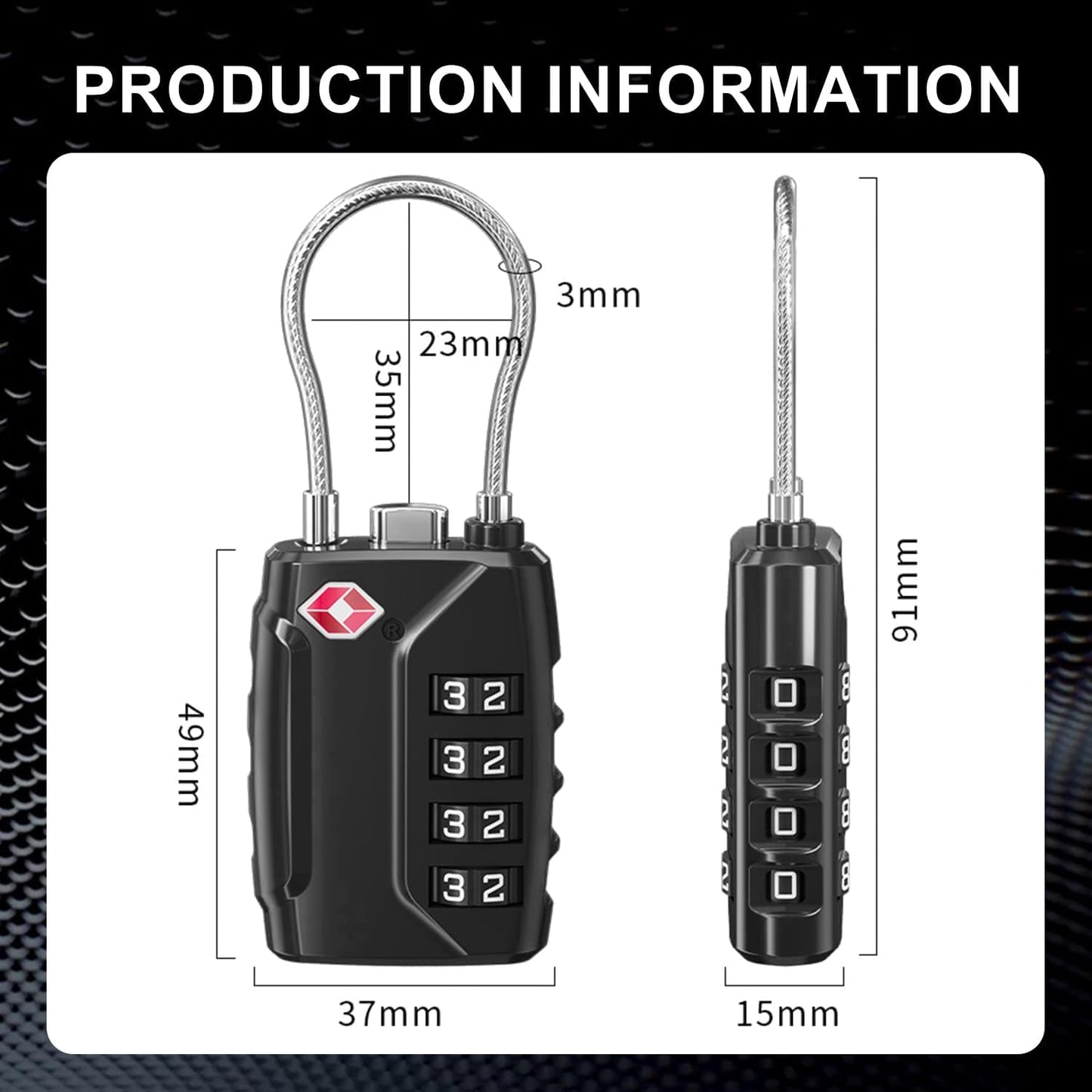 লাগেজ এবং ব্যাগের জন্য ৪ ডিজিটের কম্বিনেশন টিএসএ কাস্টমস লক 