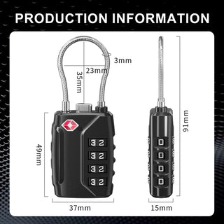 4 Digit Combination TSA Customs Lock for Luggage & Bags