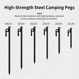 Heavy Duty Black Steel Tent Stakes Pegs Camping Shelter Anchor