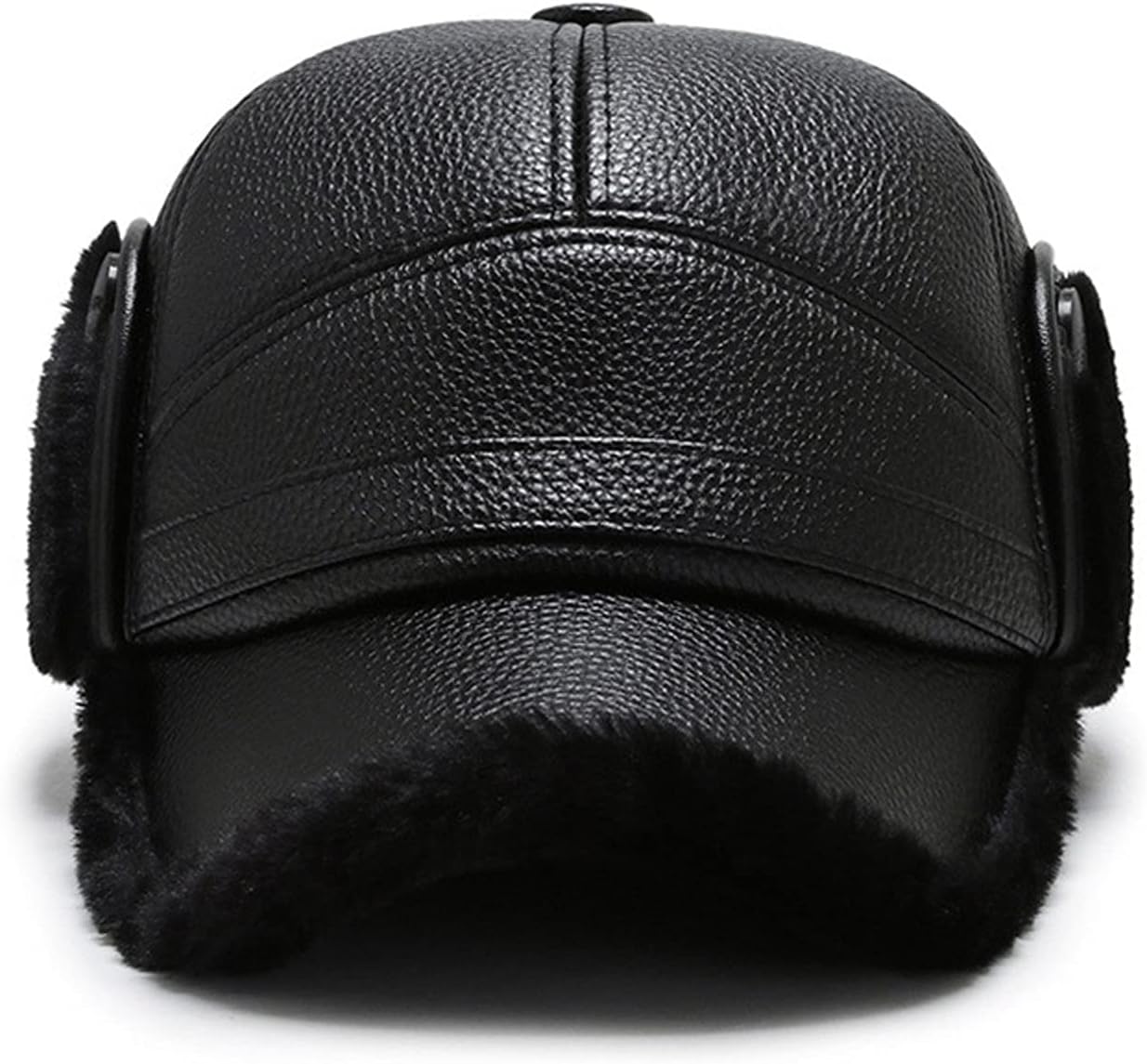 Men's Cotton pile warm woolen thick ear protection leather hat