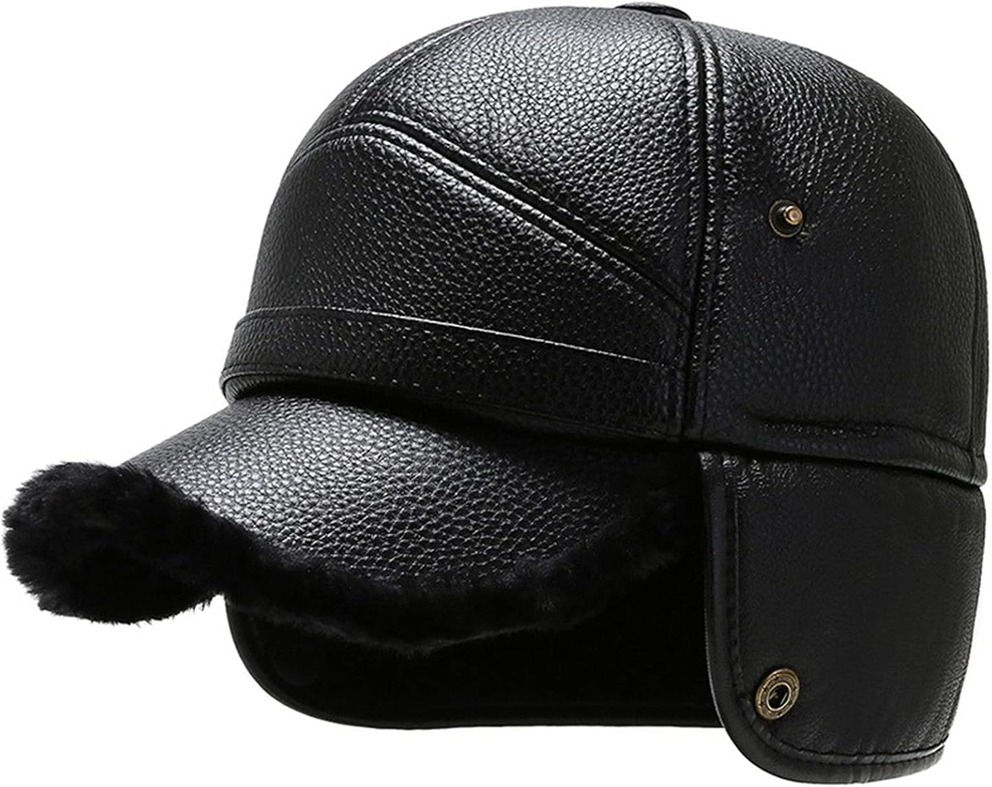 Men's Cotton pile warm woolen thick ear protection leather hat
