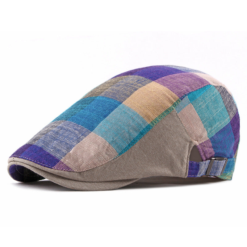 Thin Head plaid color duck tongue outdoor beret