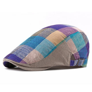 Thin Head plaid color duck tongue outdoor beret