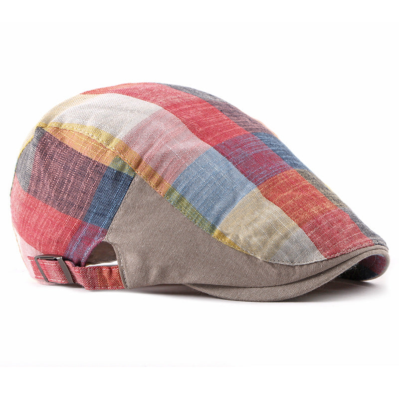 Thin Head plaid color duck tongue outdoor beret