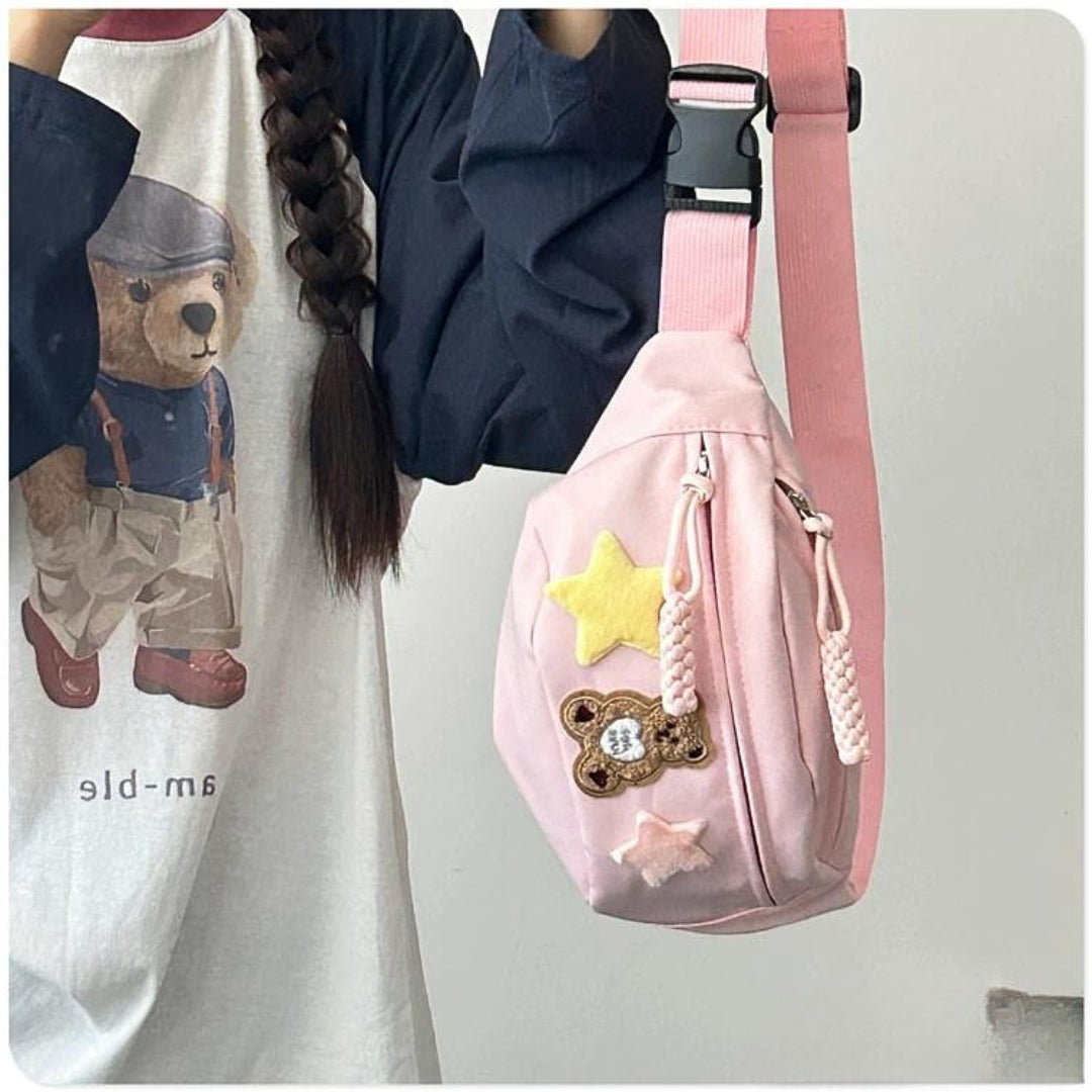 Lightweight Crossbody Bag , Shoulder Waist Bag with Pendant