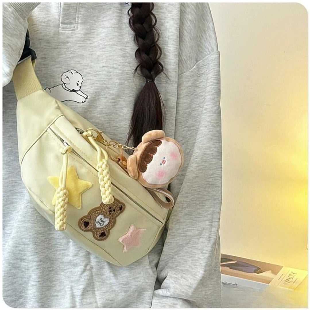 Lightweight Crossbody Bag , Shoulder Waist Bag with Pendant