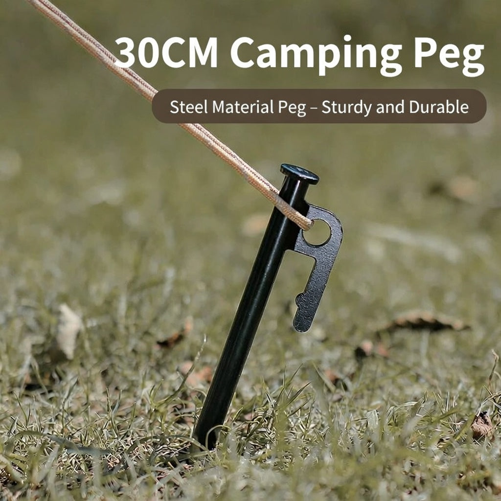 Heavy Duty Black Steel Tent Stakes Pegs Camping Shelter Anchor