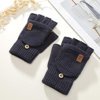 Knitting Thick Winter Indoor Hand Warmers and Screen Touch Half Finger Gloves