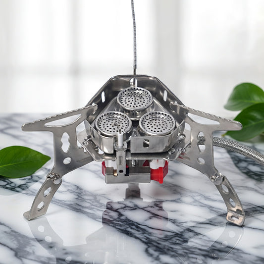 Portable Three Head Camping Stove Windproof Stainless Steel Burner Edition