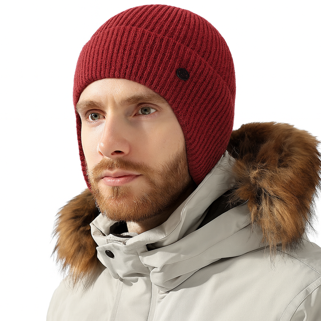 শীতকালীন বোনা সলিড রঙের উষ্ণ কান সুরক্ষা বহিরঙ্গন রাইডিং উলের টুপি