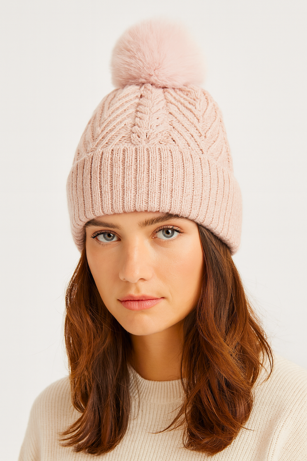 শীতের উষ্ণ ঘন জ্যাকার্ড বিনি নটেড টুপি