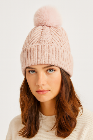 Winter warm thickened jacquard beanie knotted hat