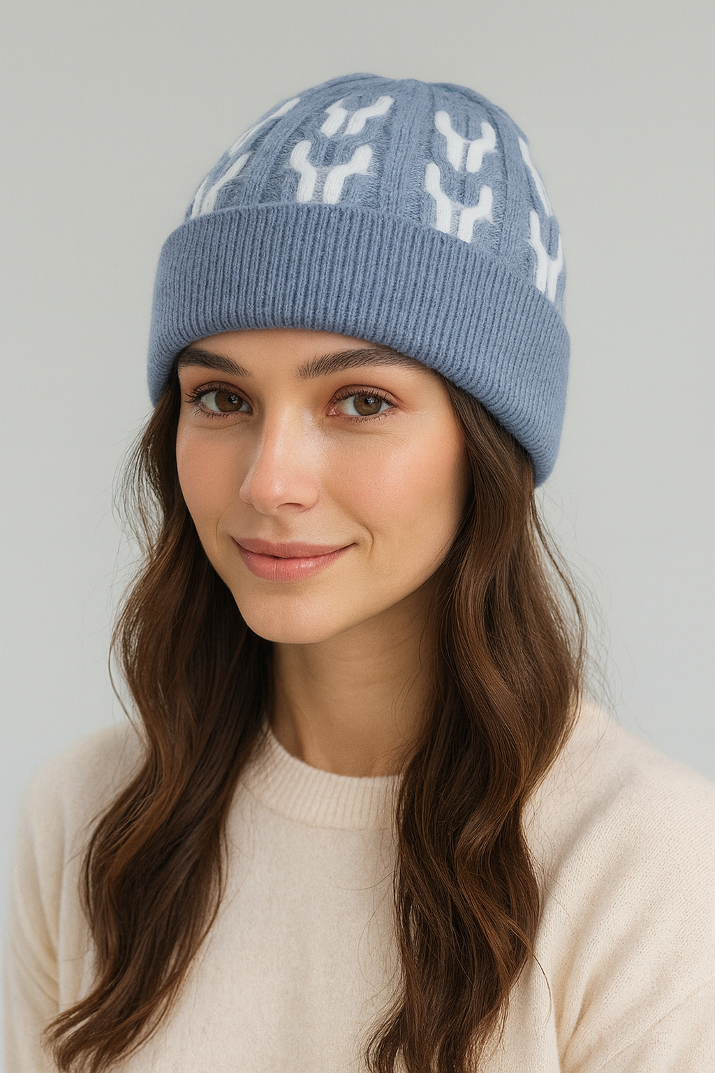 Color-block velvet thickened winter woolen hat